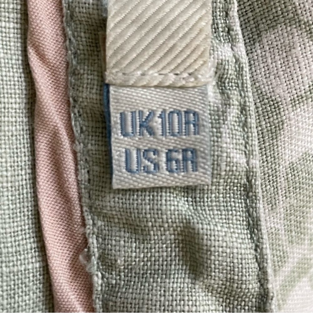 Boden | Sage Green White Floral Linen Split Neck Blouse - Picture 7 of 9